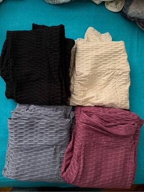 Textured Leggings Bundle - Black, Cream, Gray, Mauve all size M new without tags